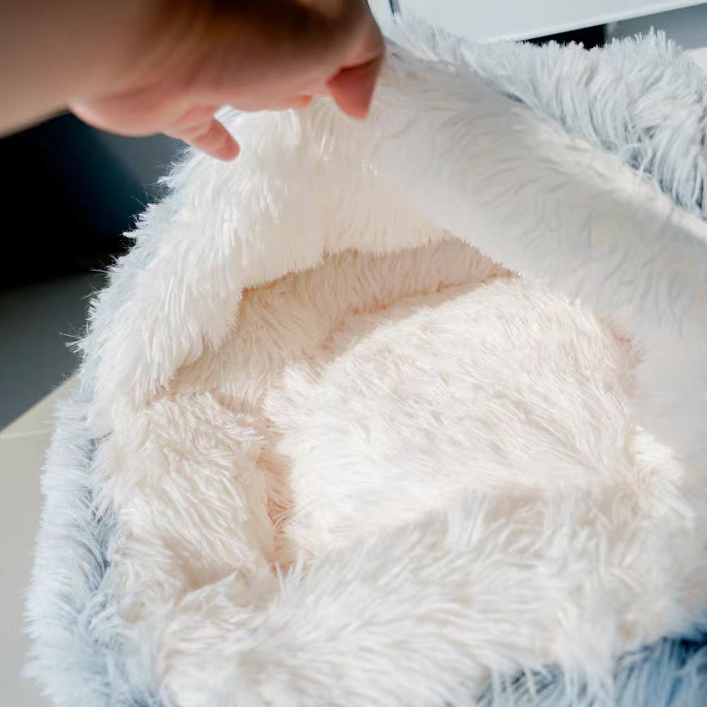 Plush Hooded Cat Bed