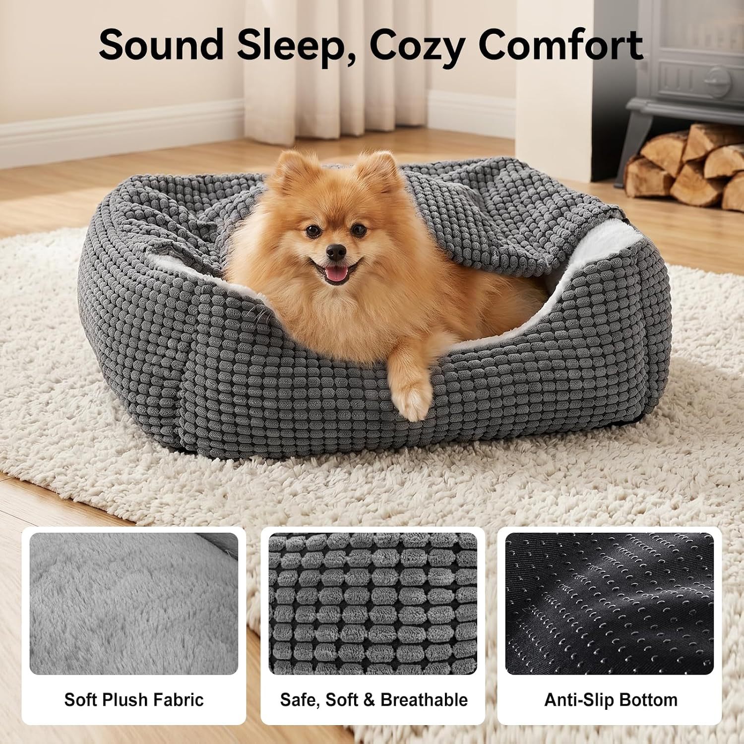 Dog Bed with Attached Blanket