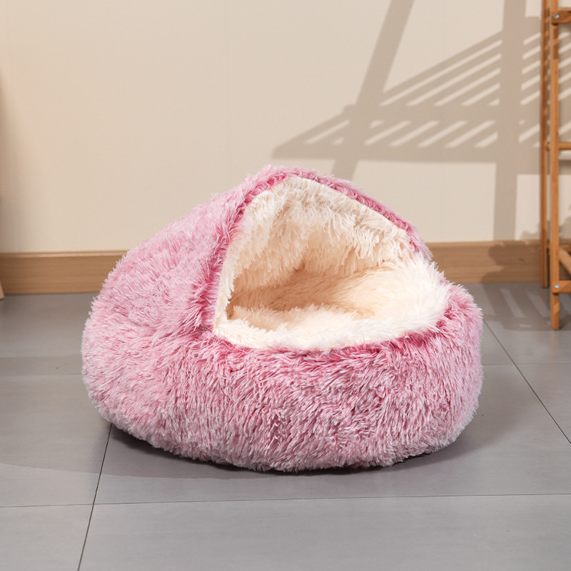 Plush Hooded Cat Bed