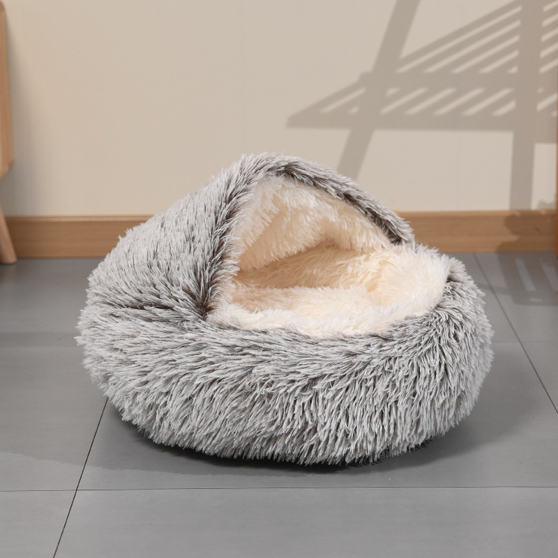 Plush Hooded Cat Bed