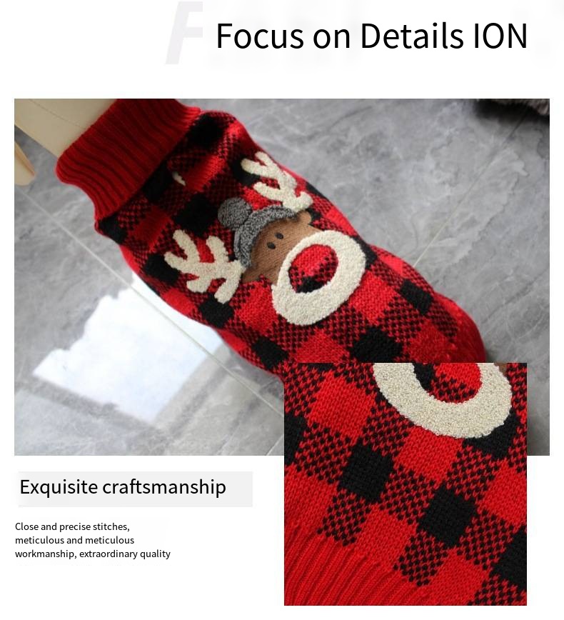 wholesale Christmas DogSweater Elk-Print Warm