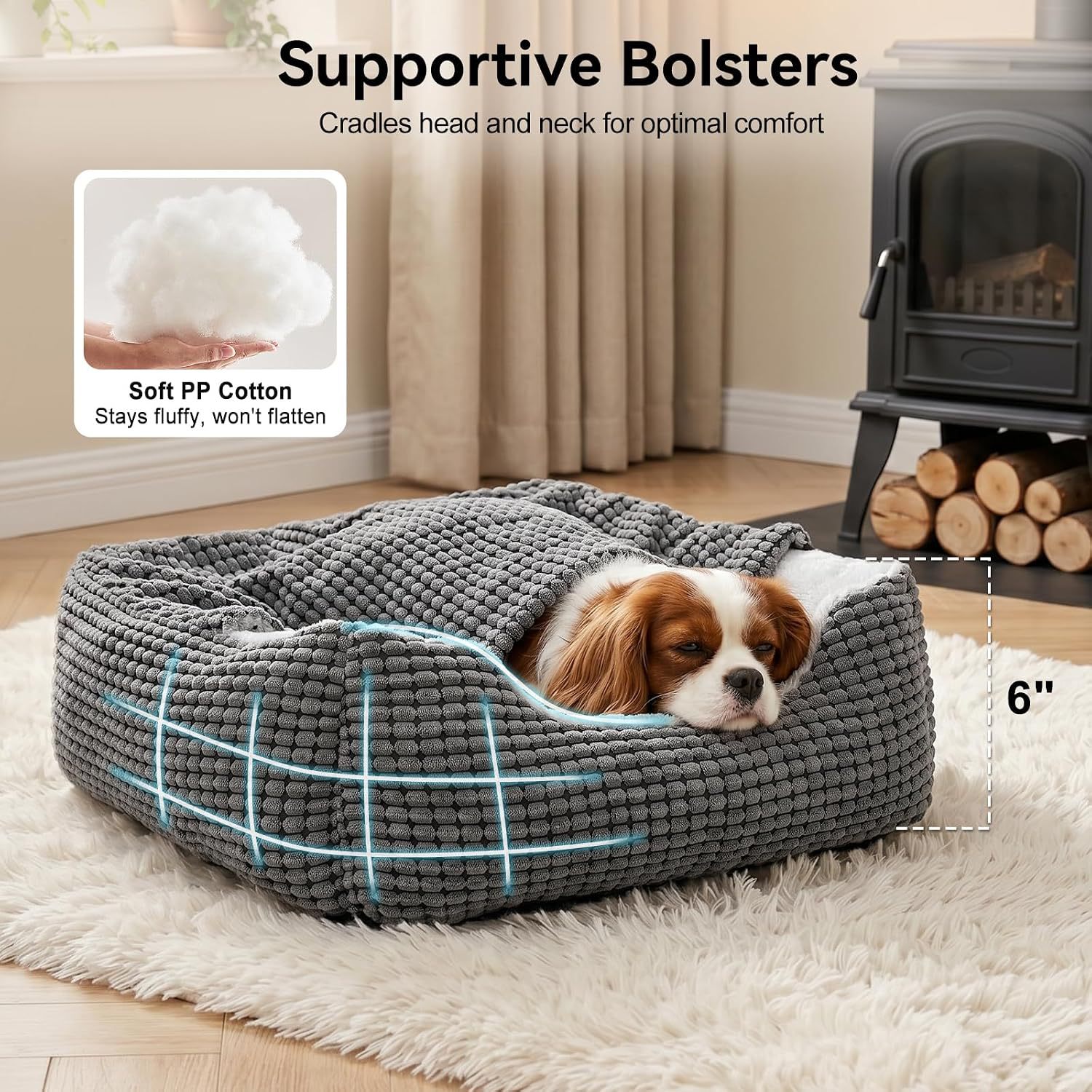 Dog Bed with Attached Blanket