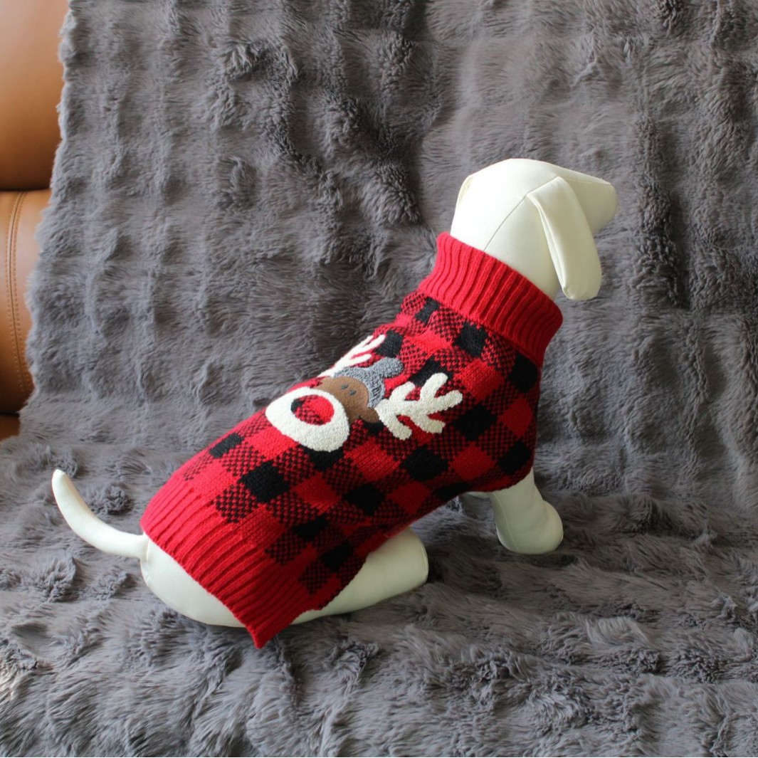 wholesale Christmas DogSweater Elk-Print Warm