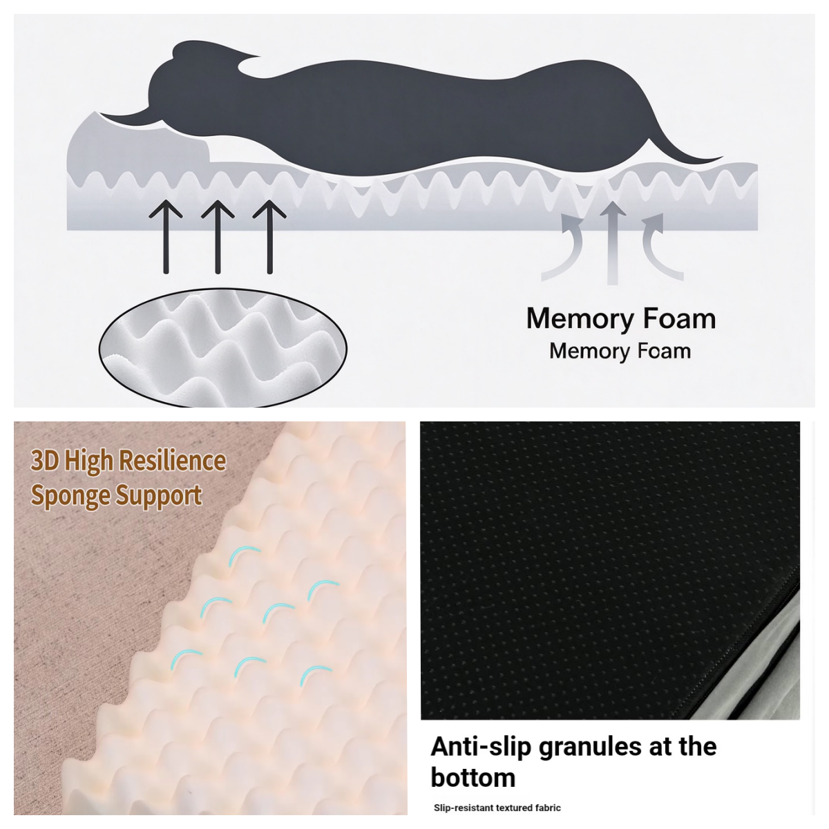 Customized non-slip bottom memory foam dog bed