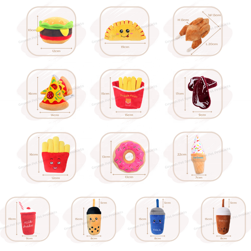 Squeaky Fast Food Plush Dog Toys