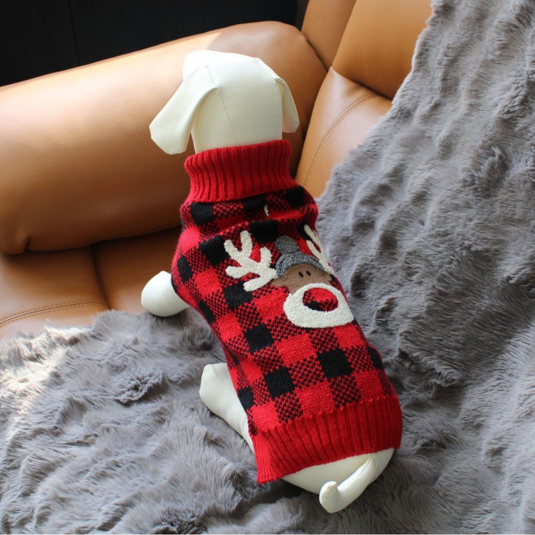 wholesale Christmas DogSweater Elk-Print Warm