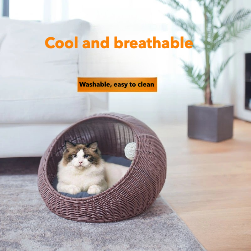 Rattan scratching cat house