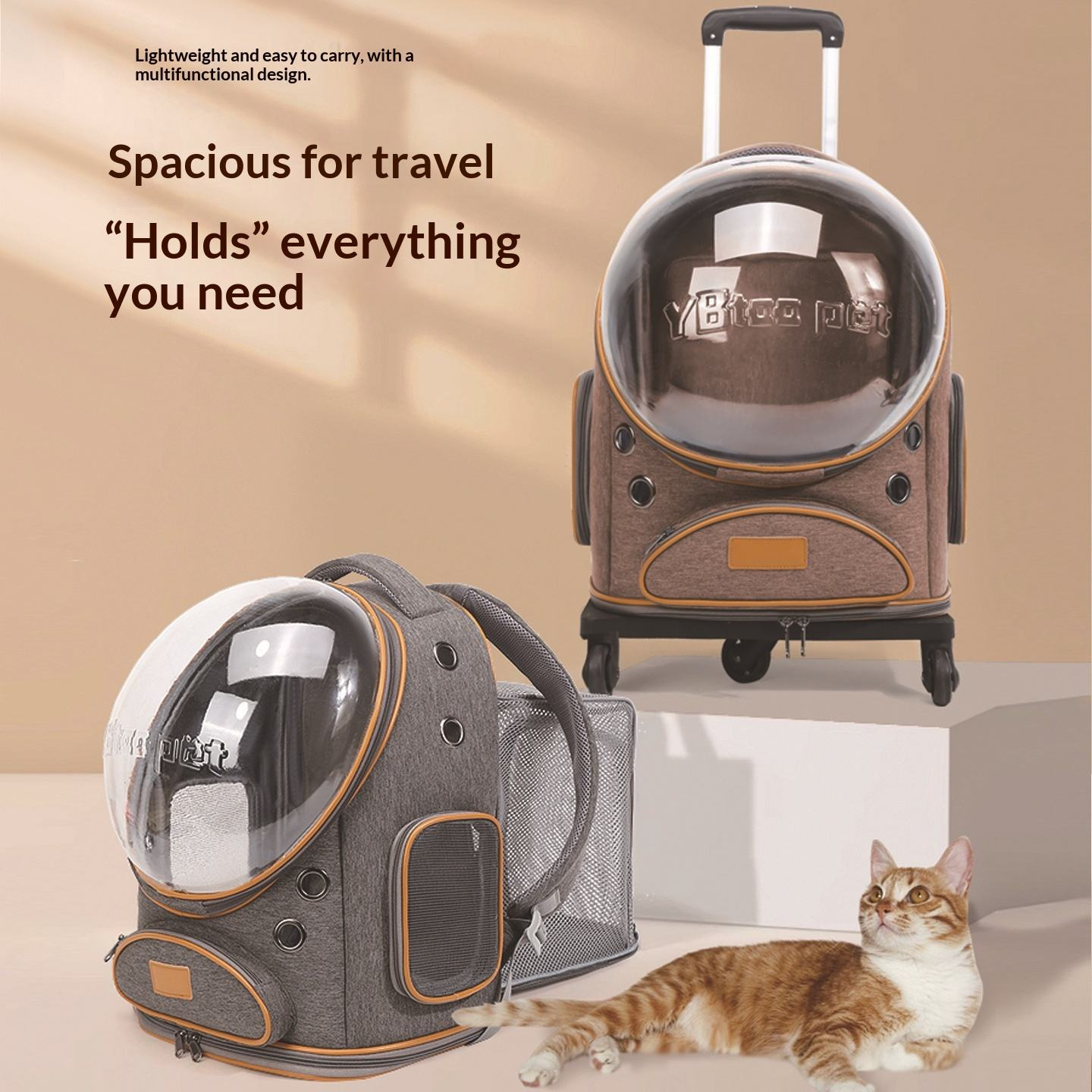 Space Capsule Pet Backpack With Wheels