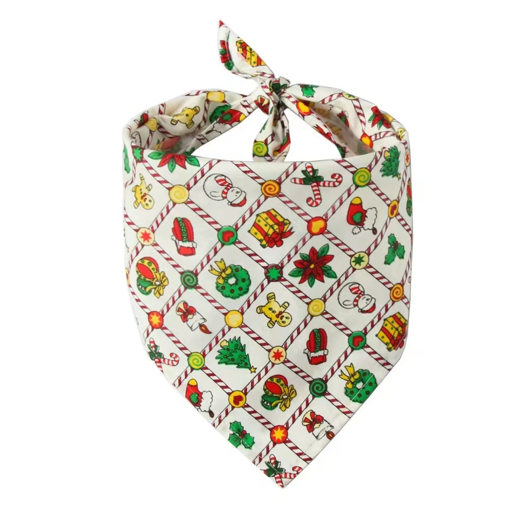 Festive Printed Triangle Dog Scarf Bib for Holiday