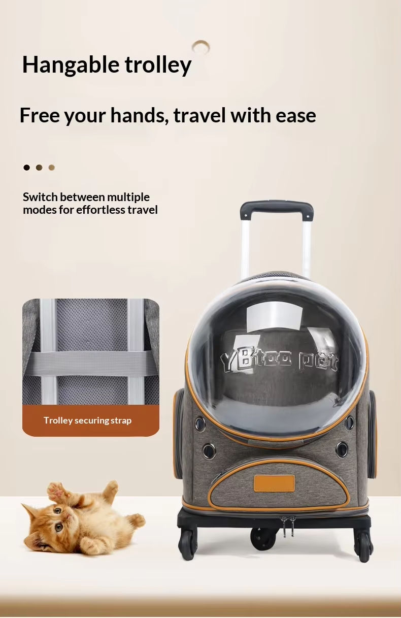 Large Space Space Capsule Pet Backpack With Wheels