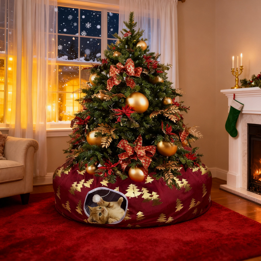 Christmas Cat Tunnel Bed