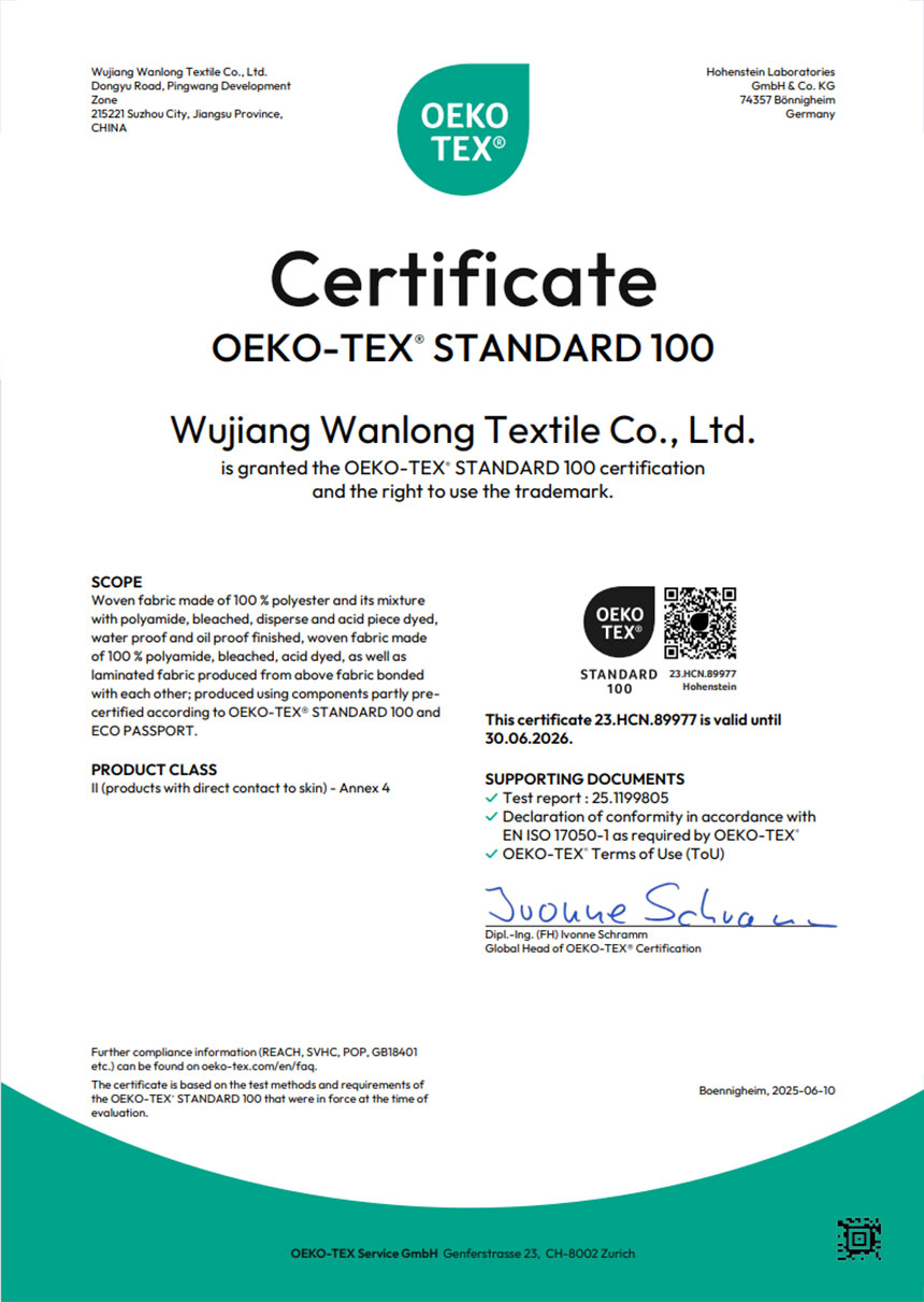 OEKO-TEX 100 for Fabric